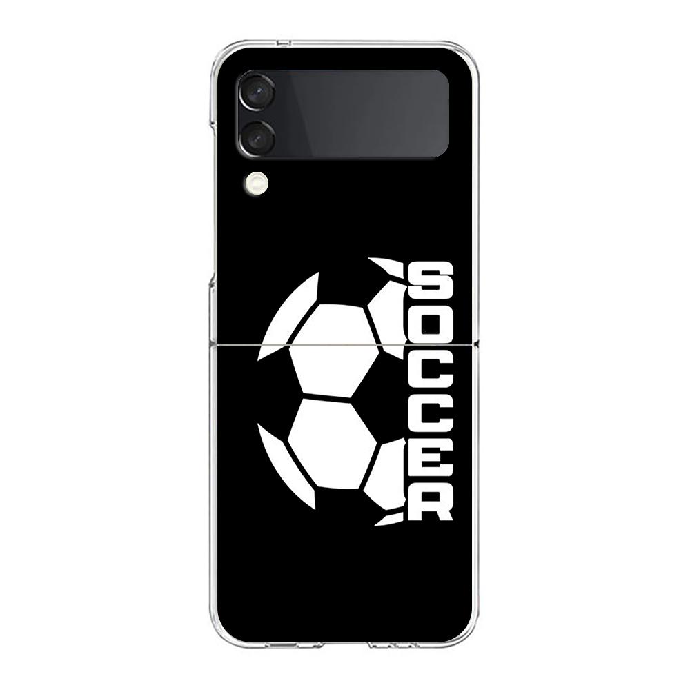 Transparent Phone Case For Samsung Galaxy Z Flip 3 4 5 6 7 Hard Folding PC Z Flip3 Flip4 Cover Soccer Heartbeat