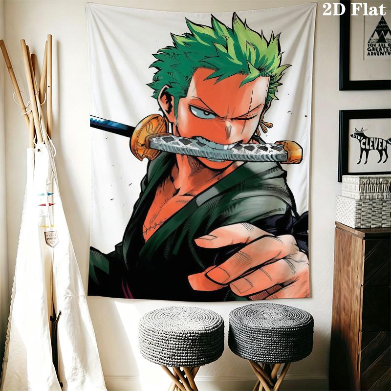 Roronoa Zoro Wall Tapestry Aesthetic Wall Hanging Printed Fabric Blanket Decorative Tapestries For Bedroom Living Room Home Decor