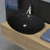 Day and Night Luxury Black Ceramic Oval Washbasin with Drain, 59 X 38.5 Cm