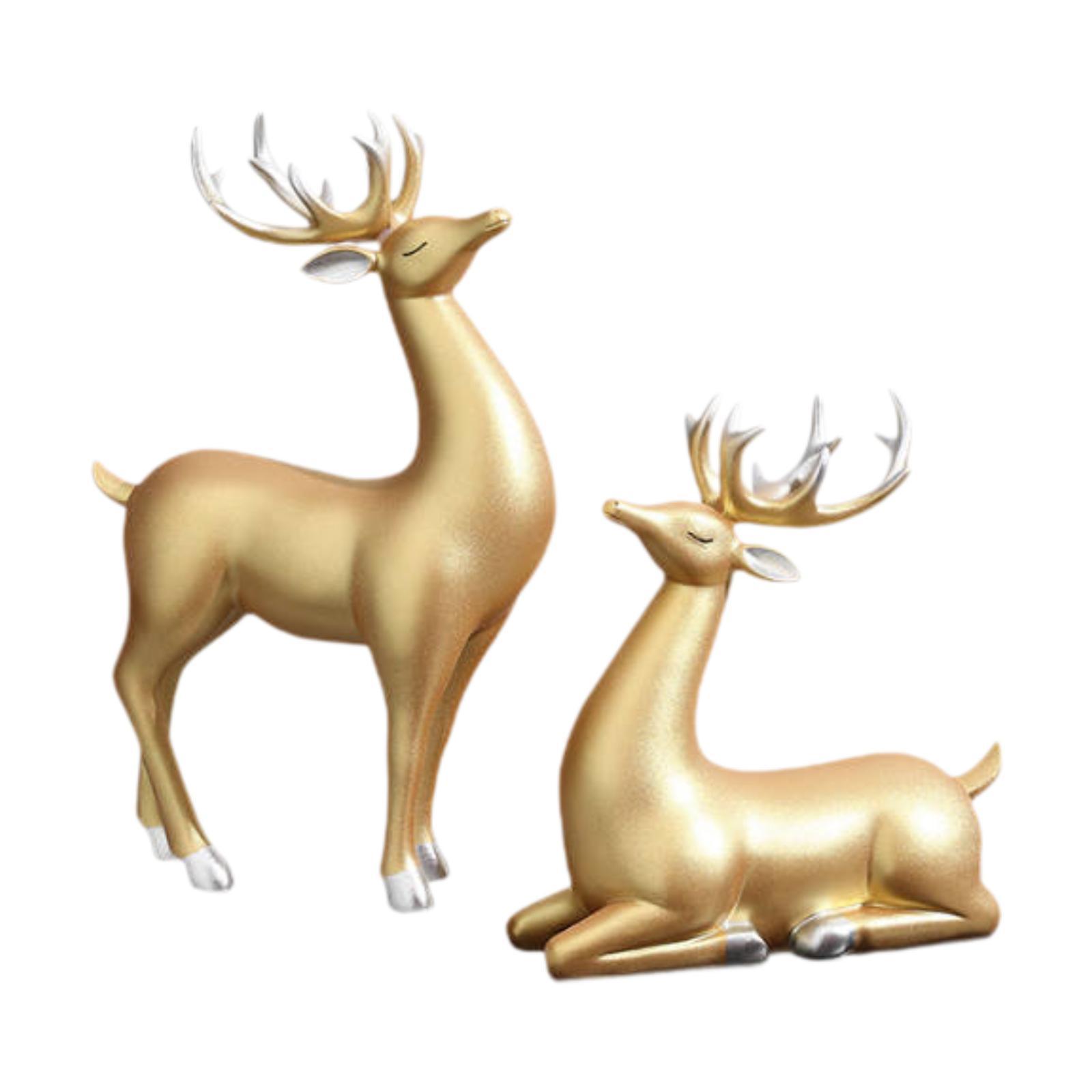 2x Фигурки оленей Креативная фигурка животного из смолы для вечеринки, шкафа, праздника
