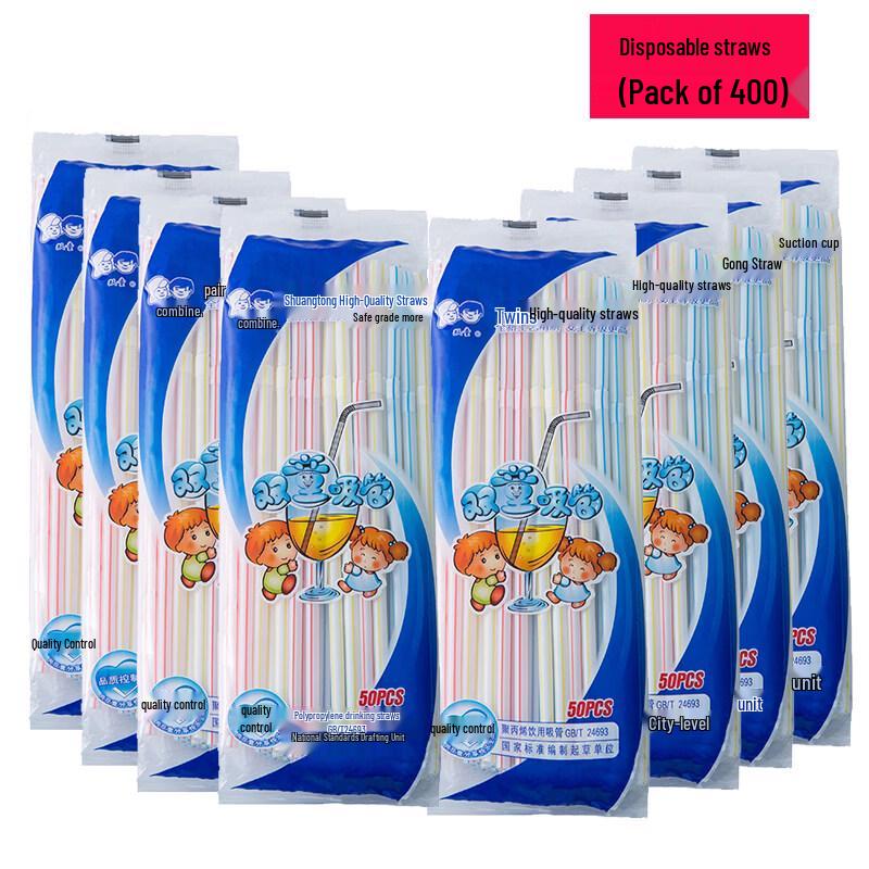 ZISIZ Individually Wrapped Bendable Plastic Disposable Straws