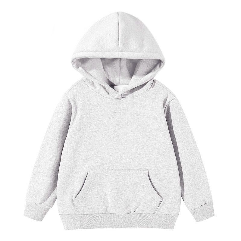 4-14 Years Kids Solid Color Hooded Pullover Long Sleeve Coat