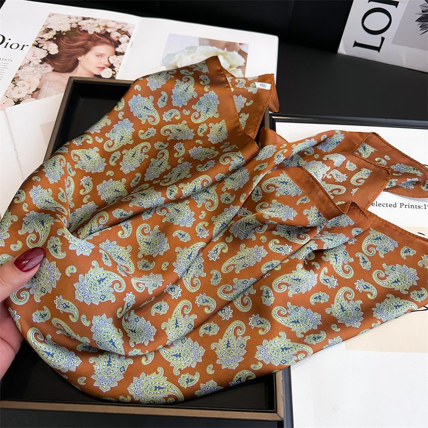 70*70cm Paisley Print Handkerchief Soft Satin Hijab Scarf For Women Bandana Head Hair Scarves Square Hairband Neck Scarfs Ladies
