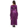 Women's Plus Size Dress Flared Sleeves Retro Long Gold Velvet Dress
