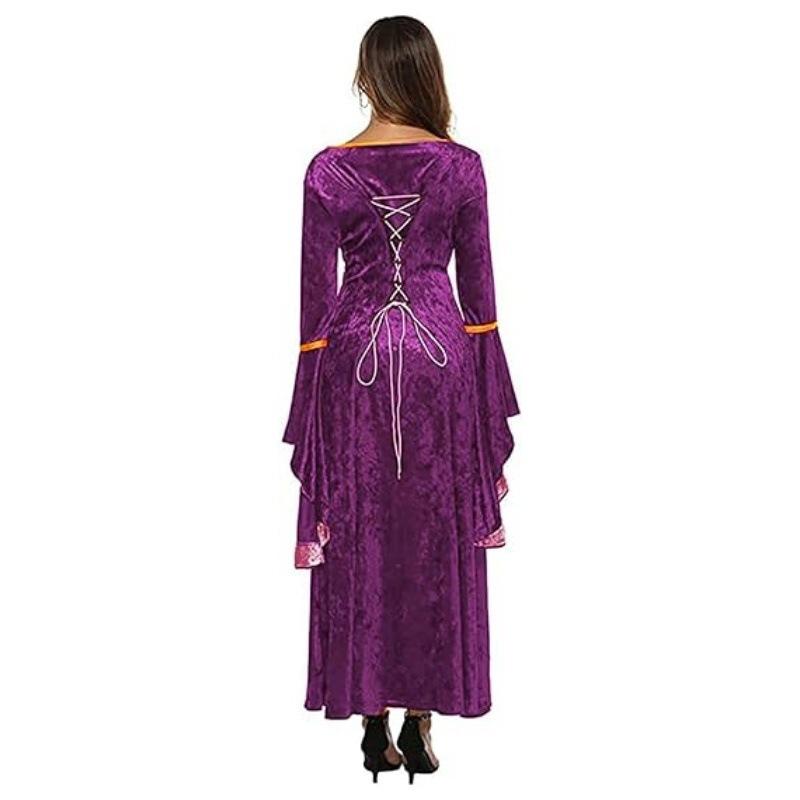 Women's Plus Size Dress Flared Sleeves Retro Long Gold Velvet Dress