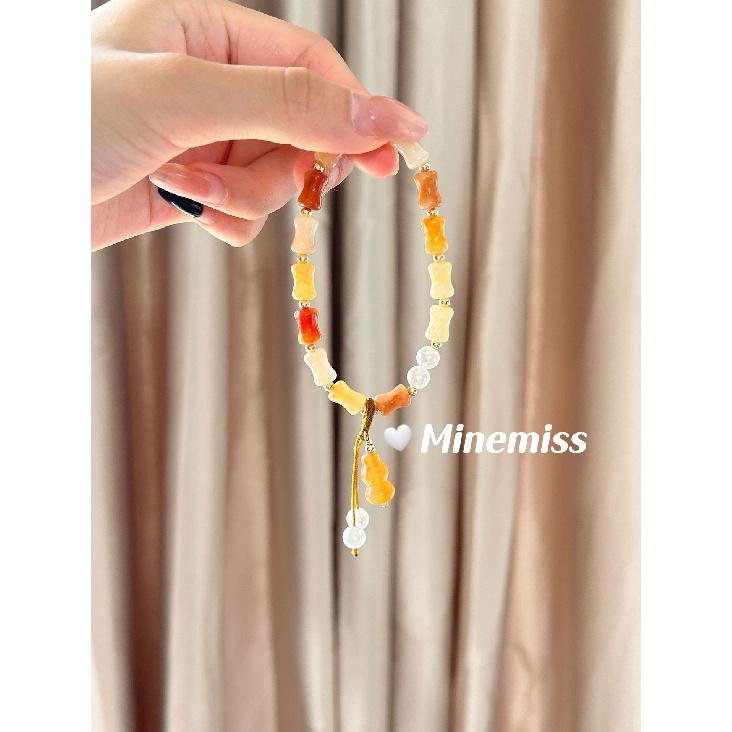 Small gourd-shaped golden silk jade bamboo knot woven rope bracelet for women, new ancient style, new Chinese style, niche high-end beaded hand Golden Silk Jade Bamboo K