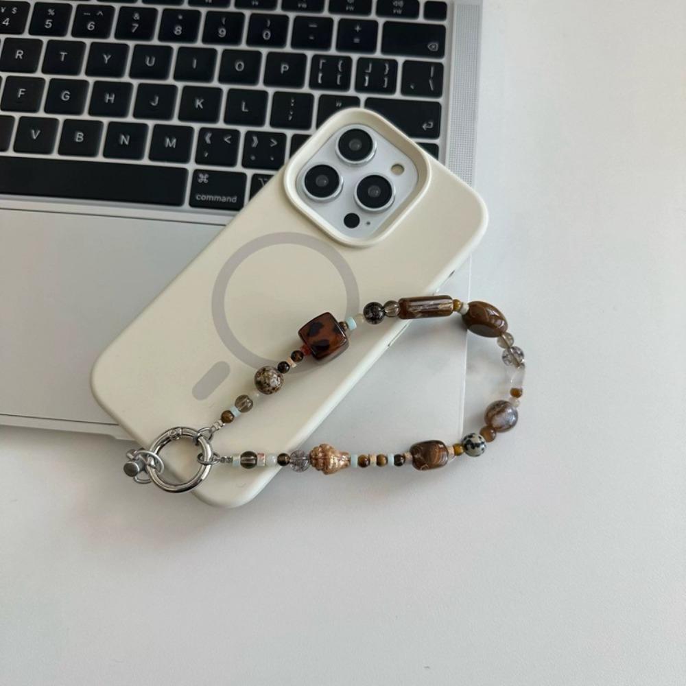 Retro Phone Strap Chain Alien Beaded Ccd Camera Chain Korea Cellphone Lanyard  Keychain Accessories