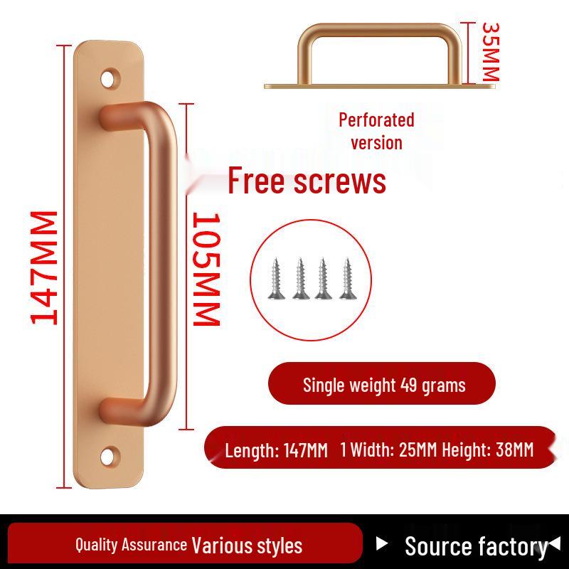 Aluminiumlegering Deurklink zonder Boren voor Glazen, Stalen, Kunststof Balkon-, Schuif- en Kastdeuren