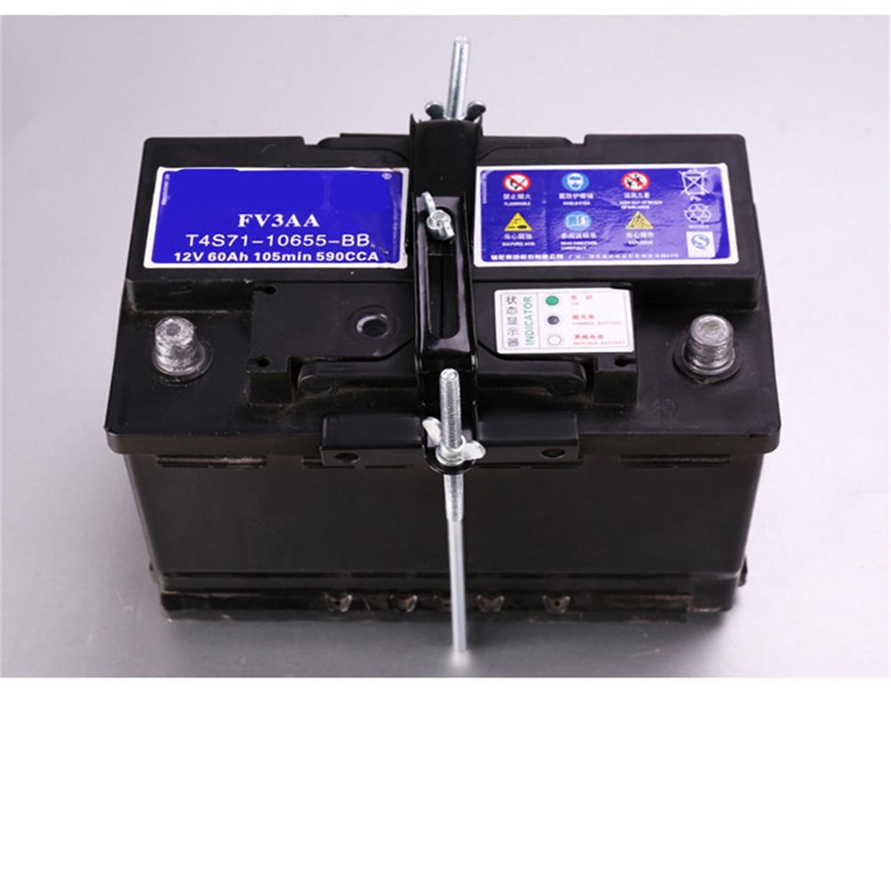 Universal Black Battery Tray Car Storage Battery Holder + Hold Down Clamp Safe