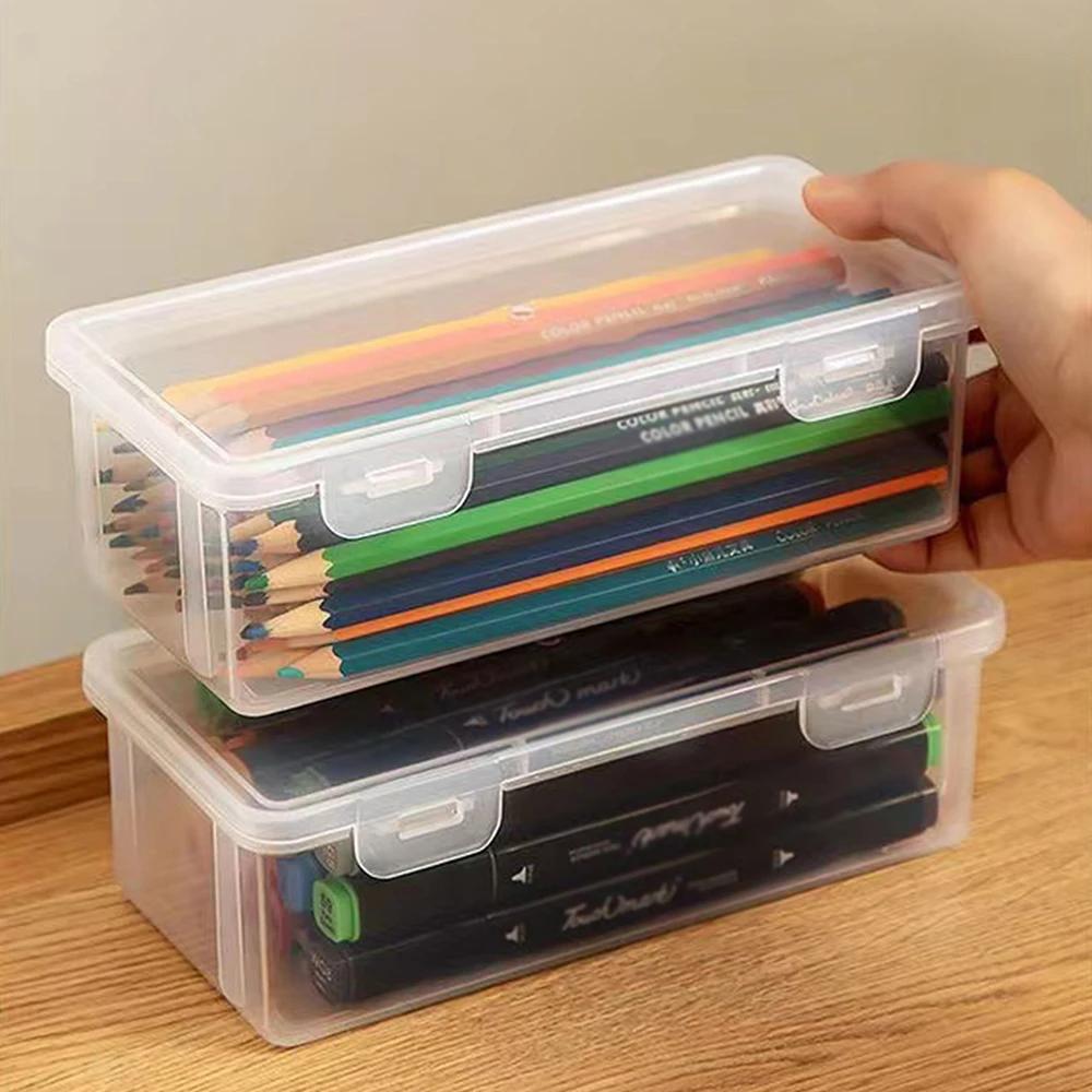 1pc/4pcs Translucent PencCase Large Capacity Lightweight Convenient for School Supplies Storage Pen Box School Supplies