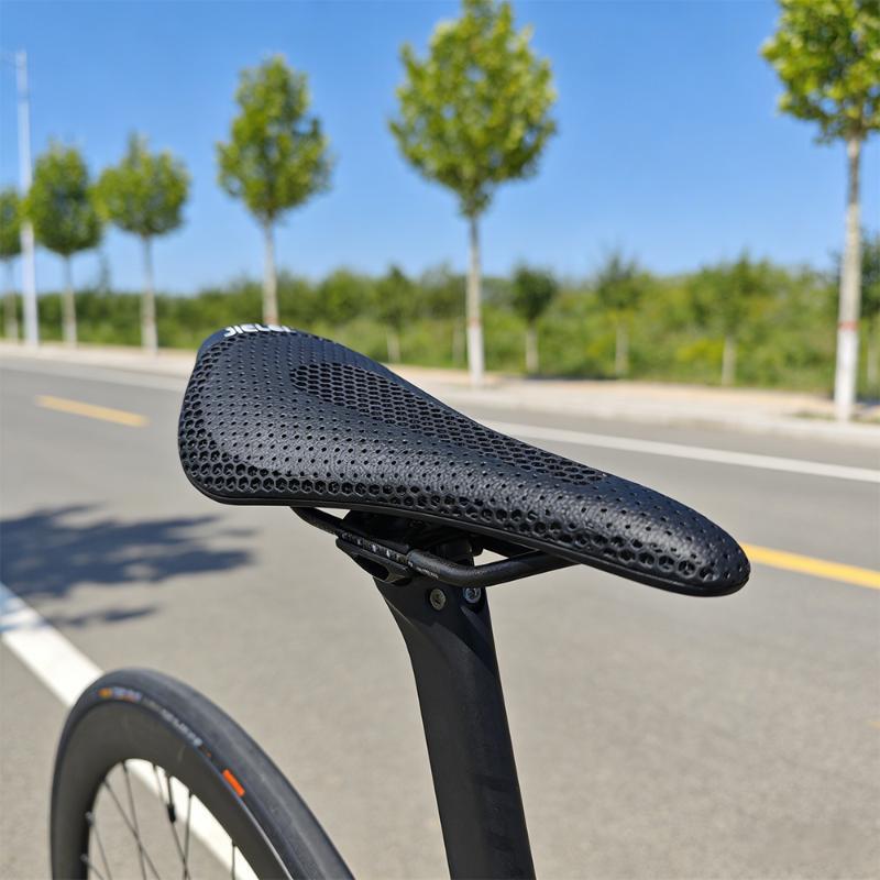 1Pcscarbon Fiber 3D Printed Bike Ultralight Hollow Breathable Comfort Anti-Pain Shock Absorbing Cycling Seat Cushion Fit