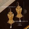 Antique Style Earrings French Light Luxury High-end Feel Unique Baroque Gold Niche Design