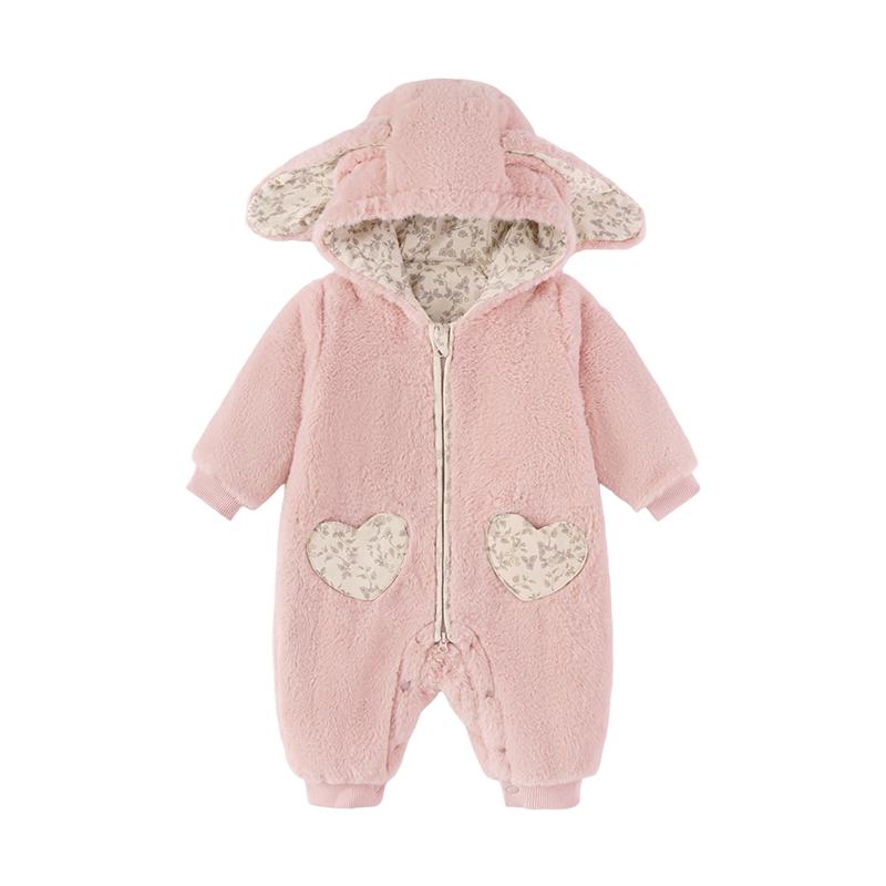 babylove Winter Plush Hooded Infant Romper for Girls 73