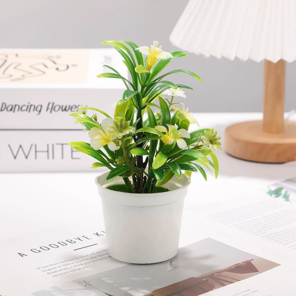 Artificial Potted Plant Decorative Tabletop Fake Flower Arrangement Indoor Home Office Desk Greenery Landscape Faux Botanical Ornament