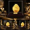 Auspicious Ingot Basket Wealth Figurine, Premium Sandblasted Metallic Sandy Finish, Oriental Feng Shui Art Style Decor, Prosperity Centerpiece for