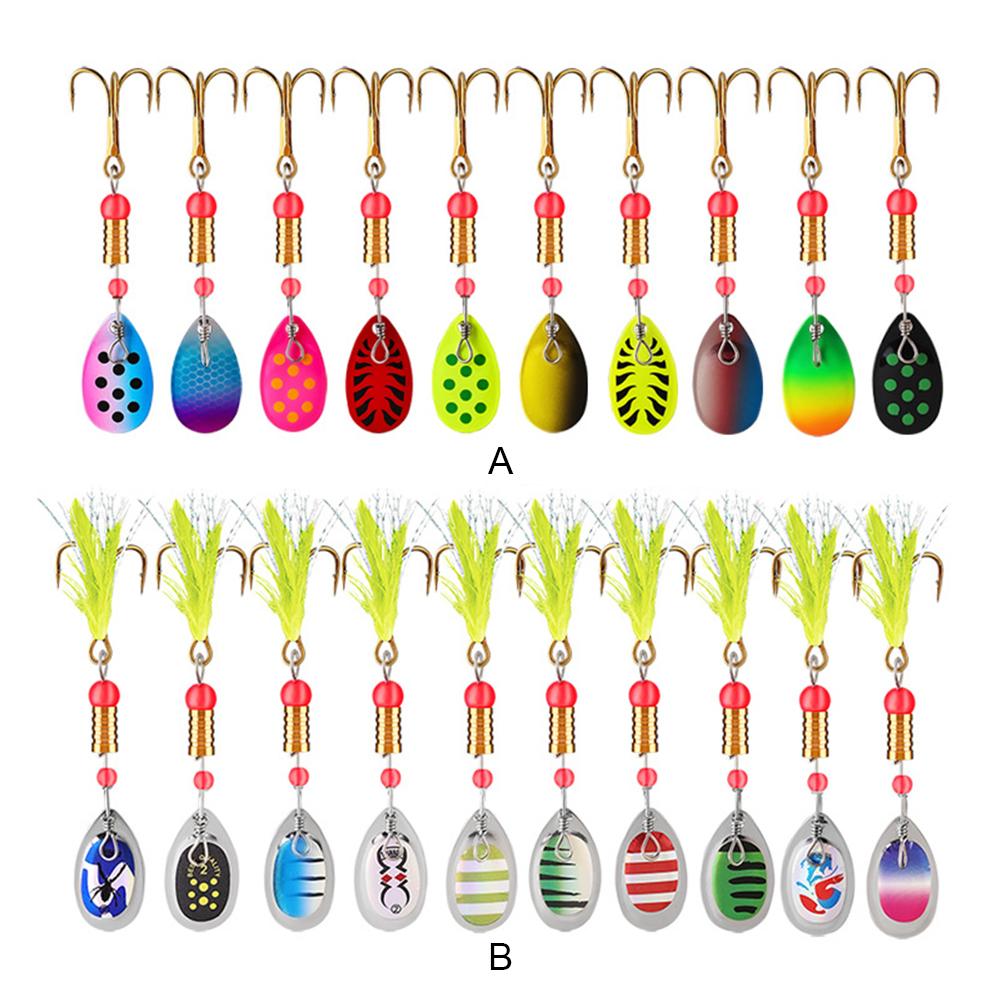 10pcs Metal Spoon Spinner Fishing Lure with Treble Hooks Spoonbait Crankbaits 3g Fishing Wobblers Hard Bait Gift for Men Father