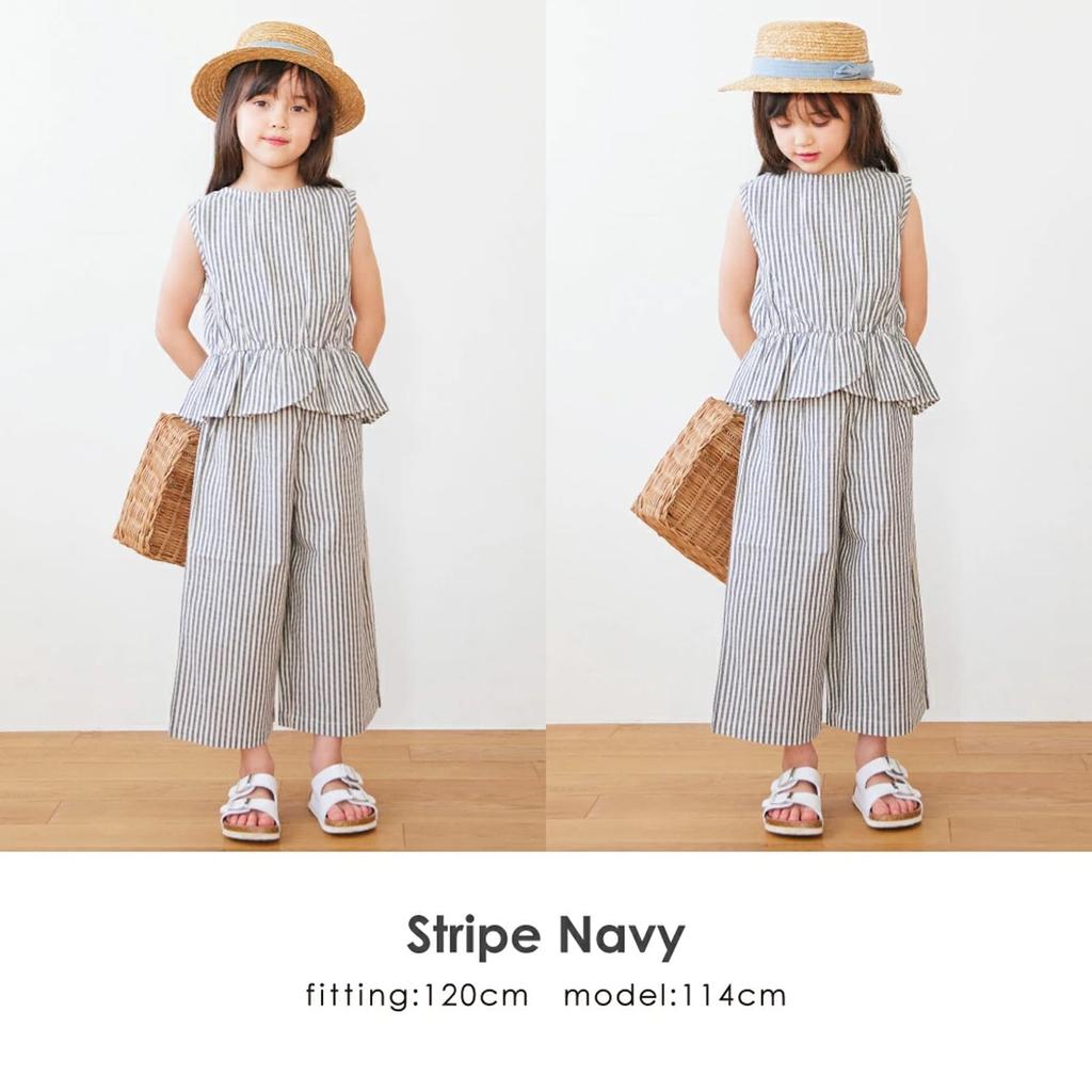 Falbankowy Zestaw Top i Spodnie Rozszerzane Wiosna Lato Wyjście Dzieci Ever Closet [ever closet] Dzieci, Dzieci, Dziewczynki, Bez Rękawów, Długość 7/8,