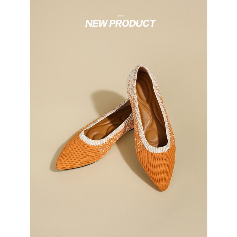 Fliegendes Stricken spitze große Größe einzelne Schuhe Damenschuhe Eierrollenstrickerei flacher Boden weicher Boden atmungsaktiv gewebte Bohnenschuhe Frühling und Herbst