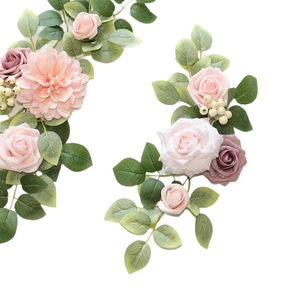 2x Wedding Arch Flowers Welcome Sign Decorations Rustic Green Leaves Artificial Flowers for Birthday Anniversary Ceremony