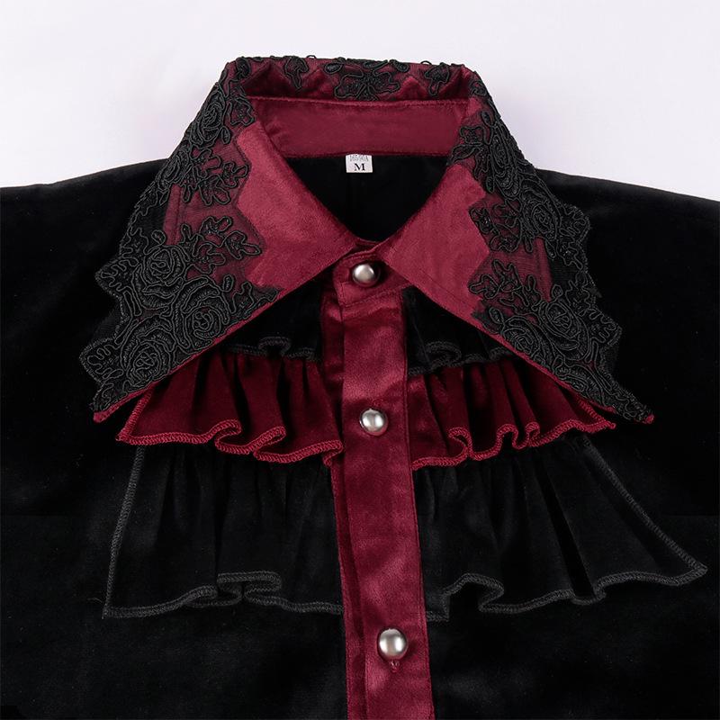 Men’s Halloween Medieval Costume Lace Pleated Shirt