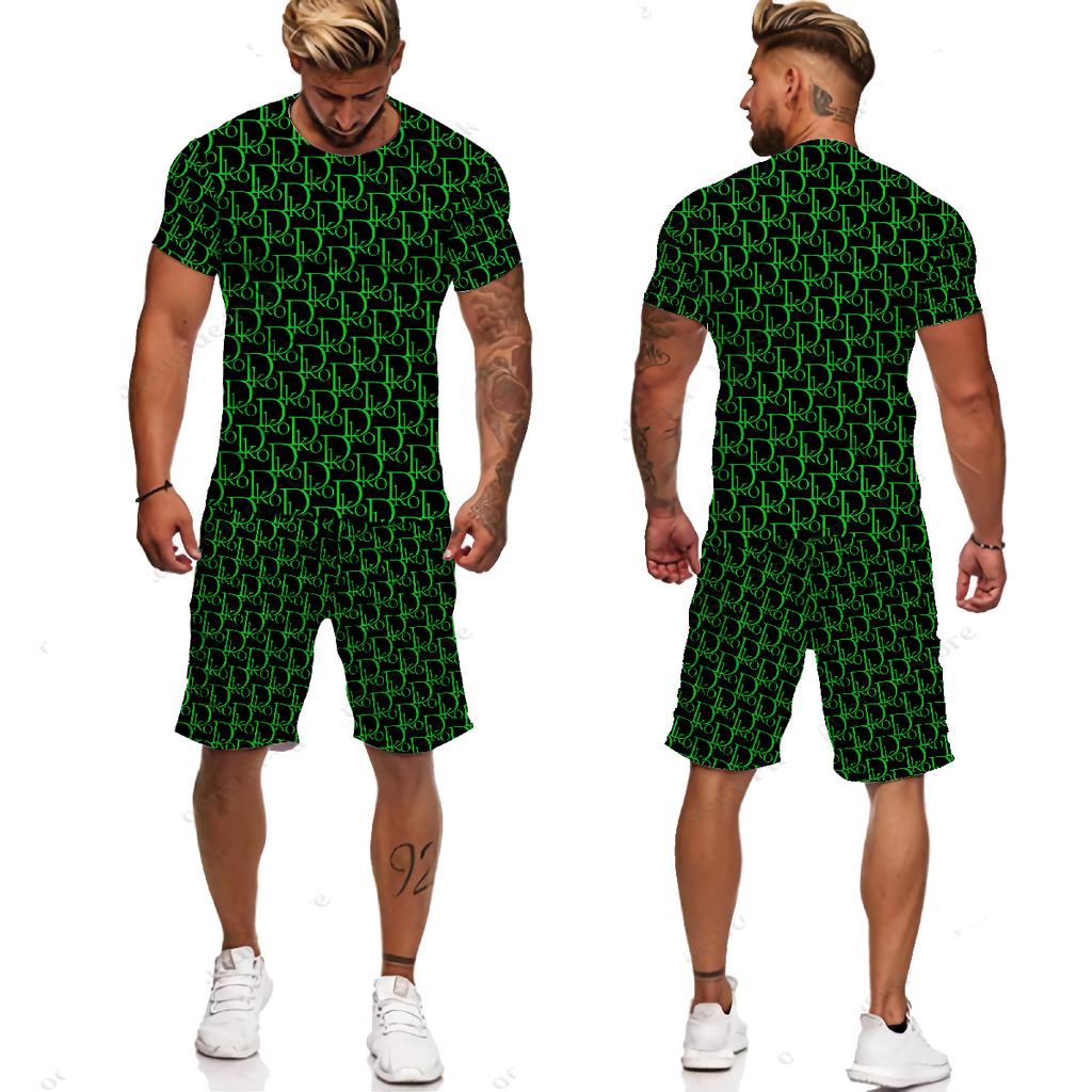 Nowe modne męskie zestawy letnie nadrukowane litery koszulki/garnitury Streetwear z krótkim rękawem stroje unisex Casual męska koszulka dres zestaw