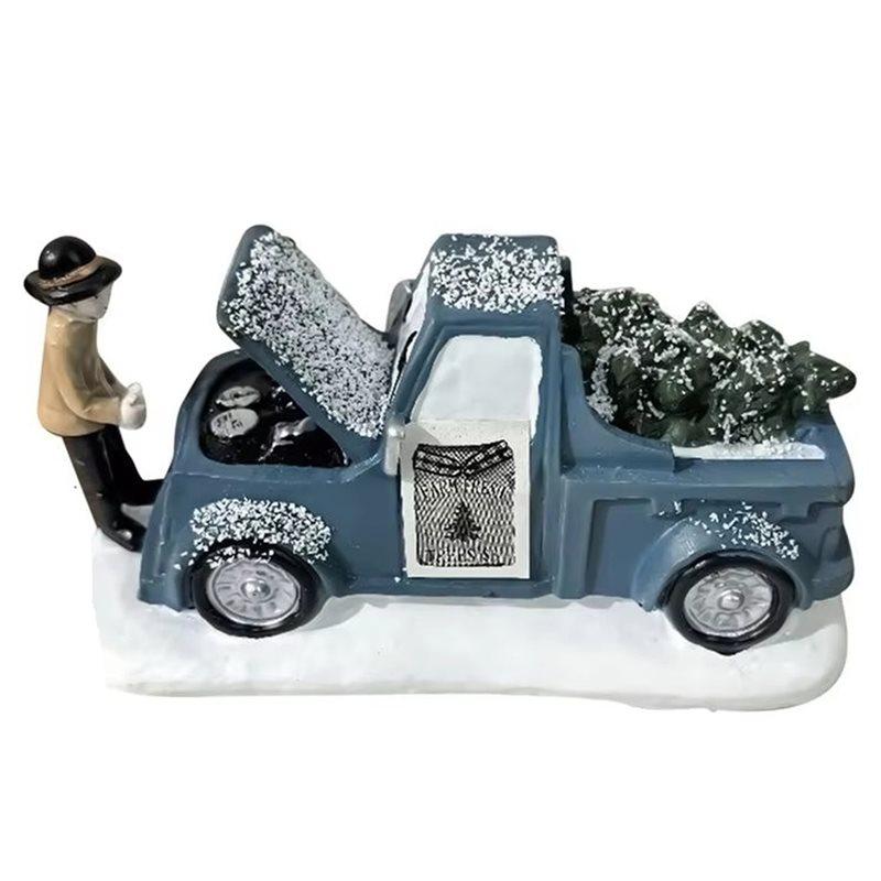 

2025 Trend Car Decorations Christmas Truck Resin Vintage Rustic Ornament For Holiday Party For Office Home Desk Room синий