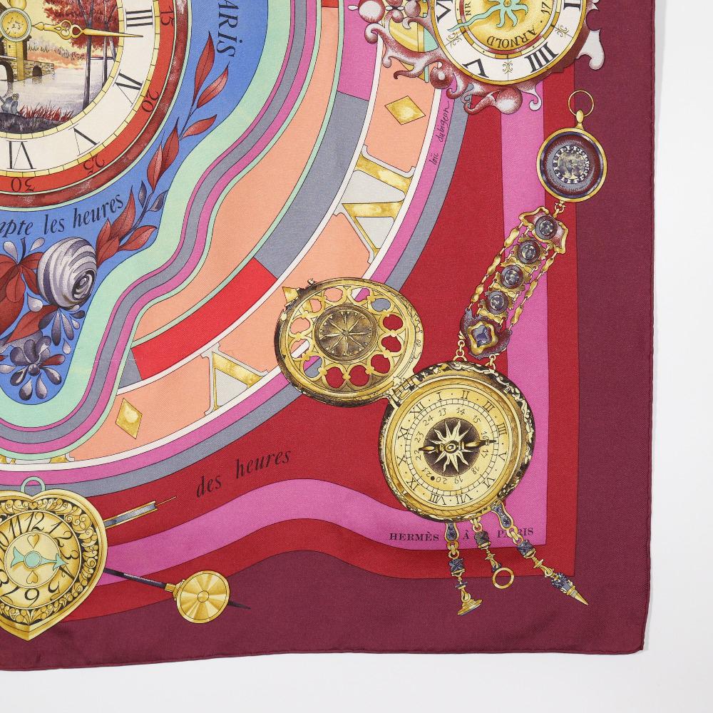 Hermes Carree90 Scarf Parmi Les Fleurs Je Compte Les Heures Time Spent In the Flowers Red/multicolor Silk Women Used