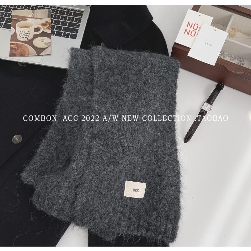 Sweet wind wool blended knitted scarf women's winter new solid color versatile scarf