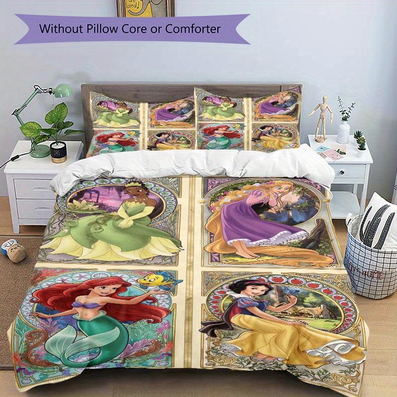 3pcs The Little Mermaid Ariel & Friends Bedding Set Includes Quilt Cover and Pillowcases, Suitable for All Seasons B094