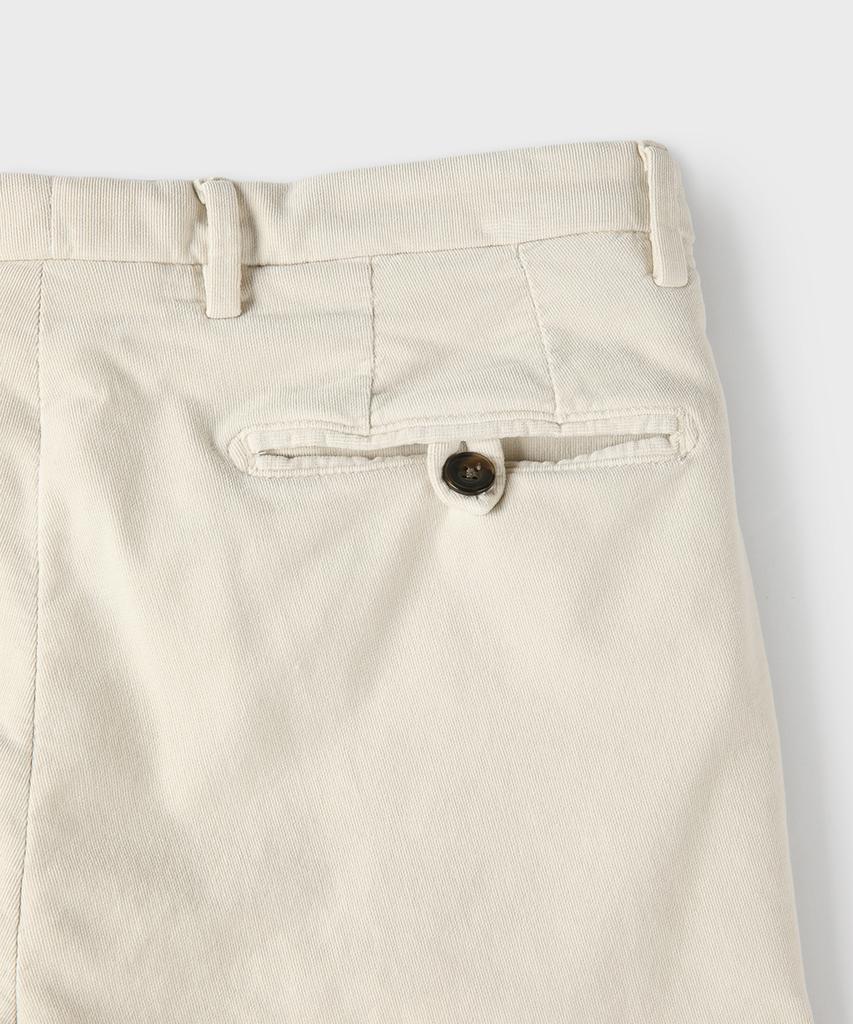 PANICALE Ivory Regular Slim Fit Textured Cotton Pants