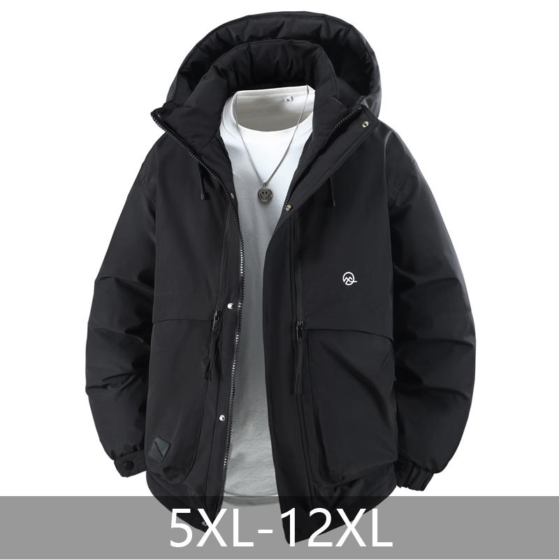 Plus Size 5XL-12XL Fashion Winter Men's Jackets Hooded Waterproof Casual Loose Thick Warm Oversize Outerwears Men Coat
