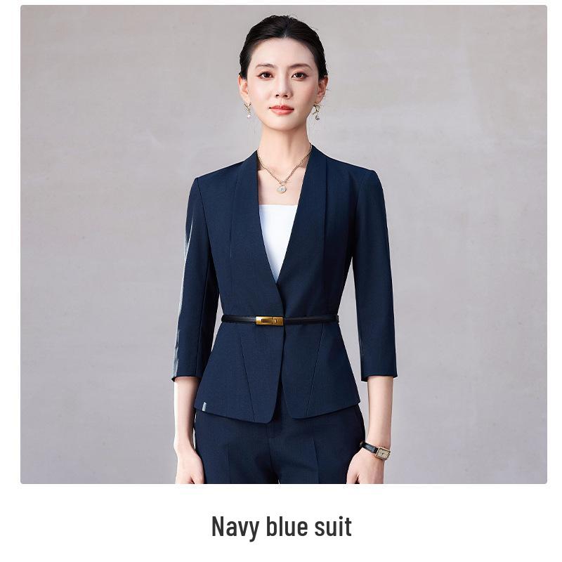2026 Women's Professional Suit Set with Seven-Sleeve Jacket & Skirt for Beauty Salon