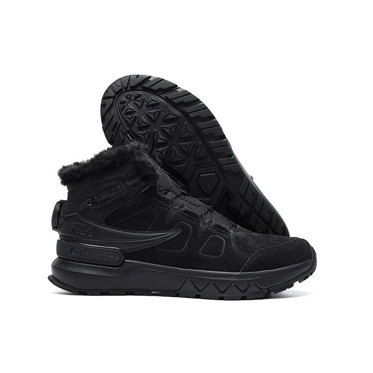 FILA Lynx Terrain Boa Outdoor Racing Sports Fleece Fabric High-Top Running Shoes Women sneaker Black A12W142210FBD