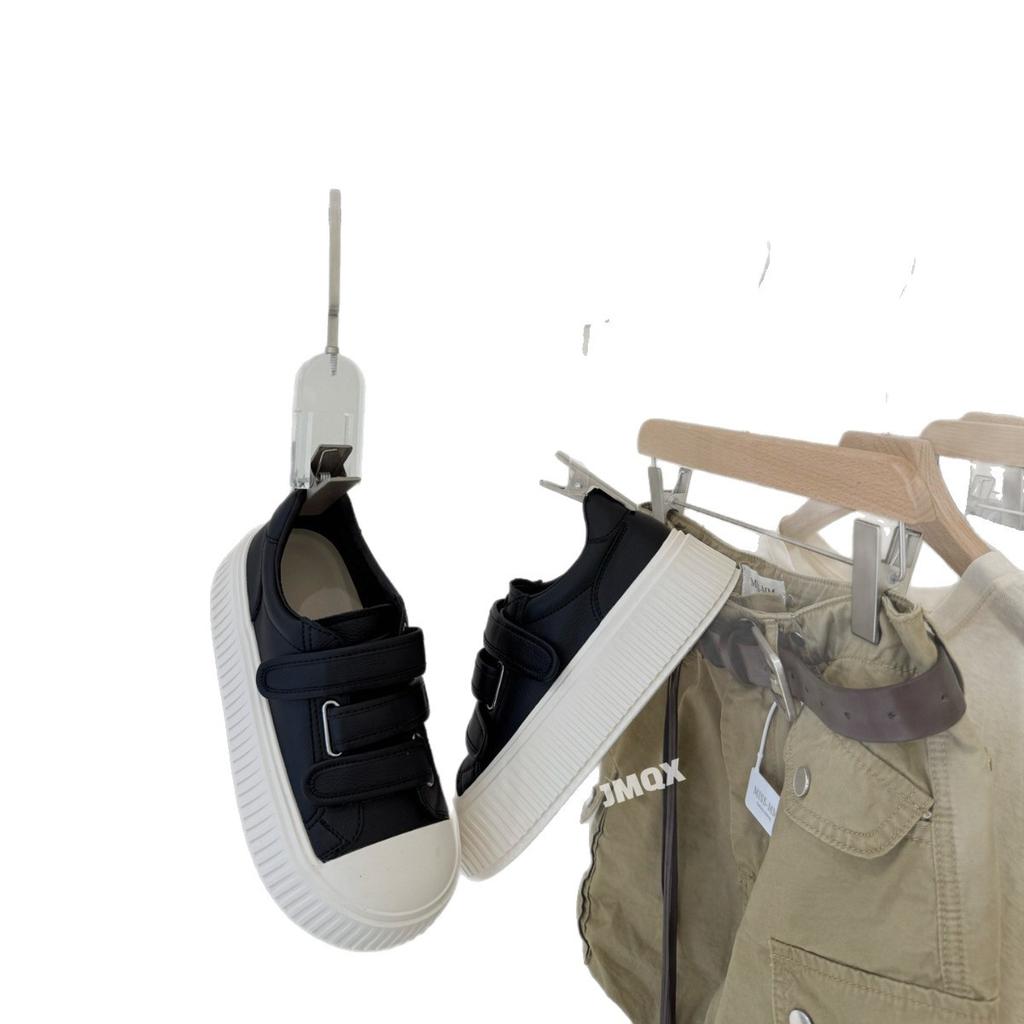 European Leather Little White Shoes Women's 2025 Autumn New Thick-soled Velcro Cowhide Biscuit Shoes Sports and Leisure Board Shoes