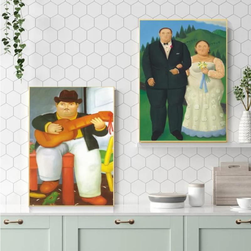 Fernando Botero Berühmte Figur Poster Abstrakt Cartoon Lustiger Tänzer Leinwandbild Nordische Wandkunst Bild für Wohnzimmer Dekoration