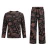 Men's Halloween Pajama Set Long Sleeve Long Pants with Crotch Buttons and Elastic Drawstring Waist