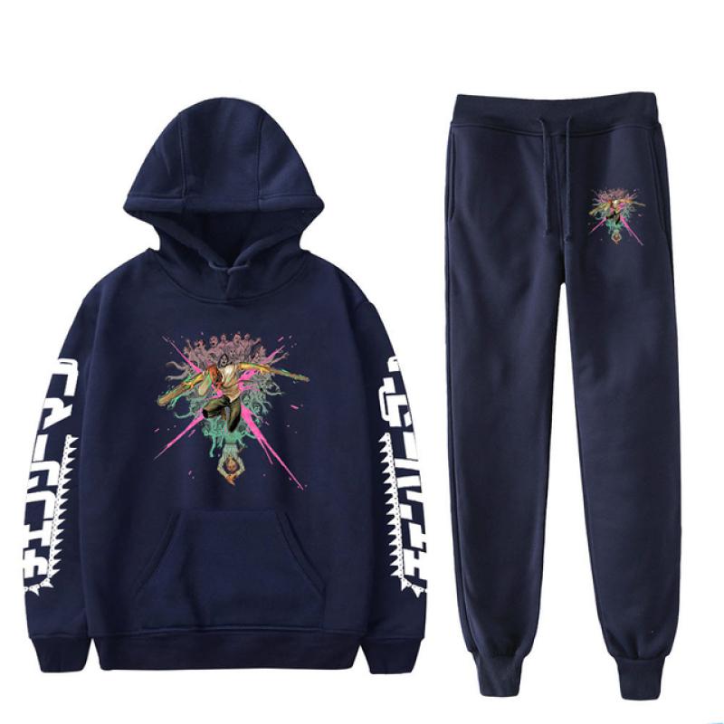 Anime Chainsaw Man Print Mannen Vrouwen Sweatshirt Set Casual Hoodie + Broek 2 Stuks Set Oversized Trui Mode Trainingspak Mannen kleding