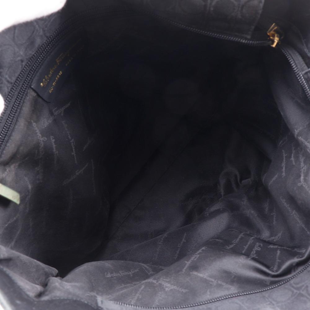 Salvatore Ferragamo Gancini Tote Bag AU-21-2812 Black Nylon Canvas Women Used