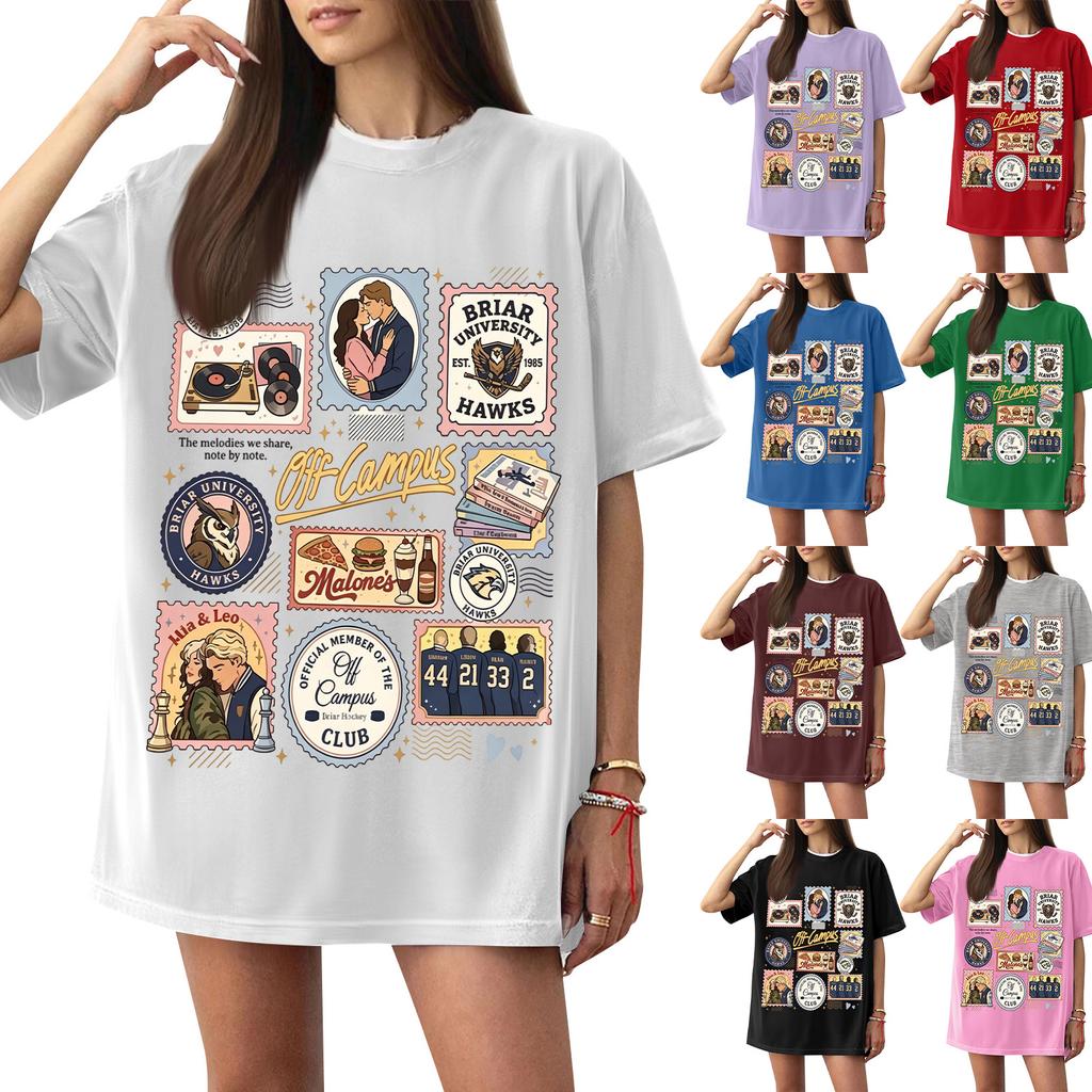 Women's Casual Short Sleeve T-Shirt Loose Fit Letter Graphic Print Crew Neck Comfortable Soft Fabric Lightweight Top for Daily Wear