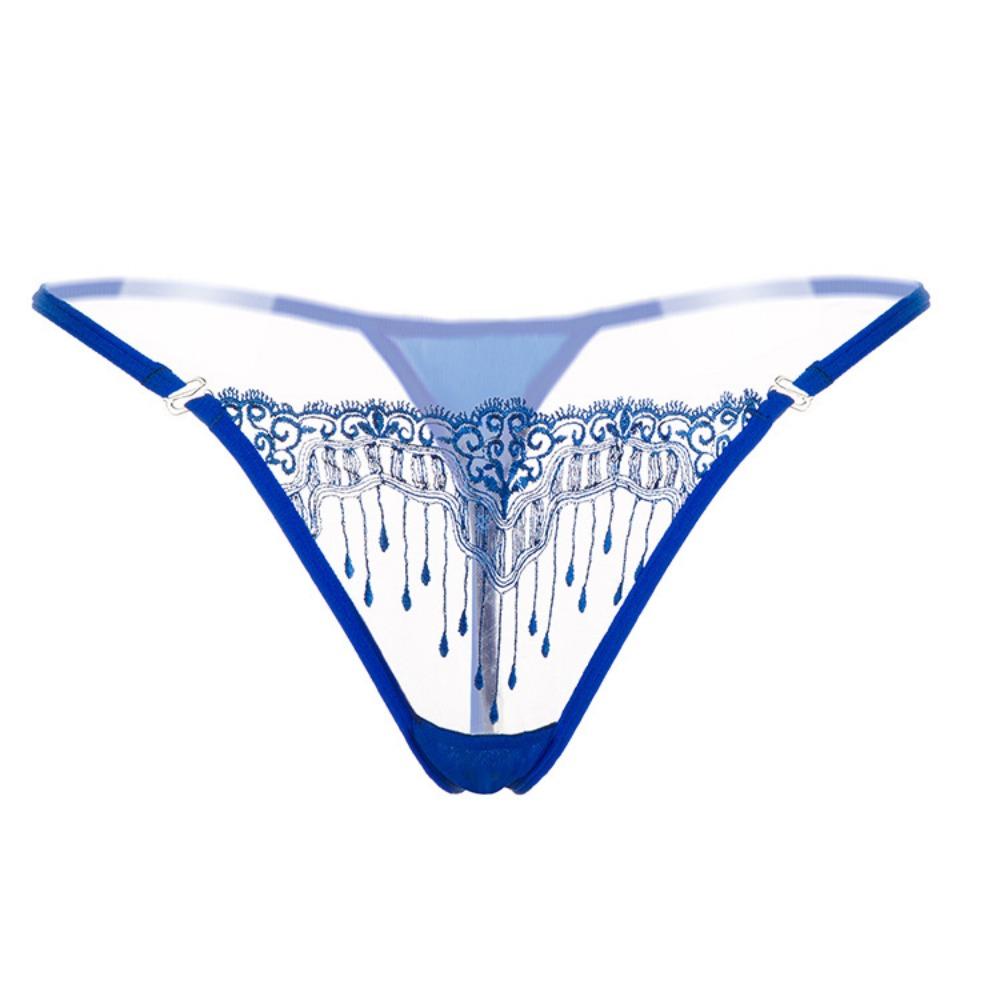 Big-name Embroidered Transparent Thong Women's Sexy Embroidered Panties with Thin Straps To Seduce Hot Girls T-pants 2153