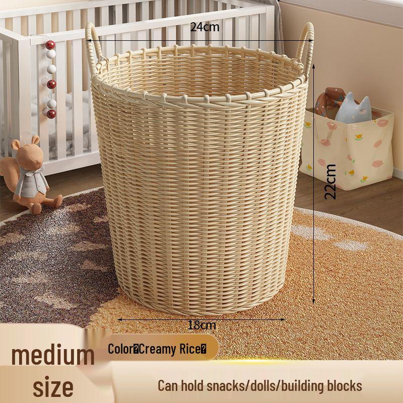 Retro Rattan Woven Laundry and Storage Basket for Bathroom and Living Room