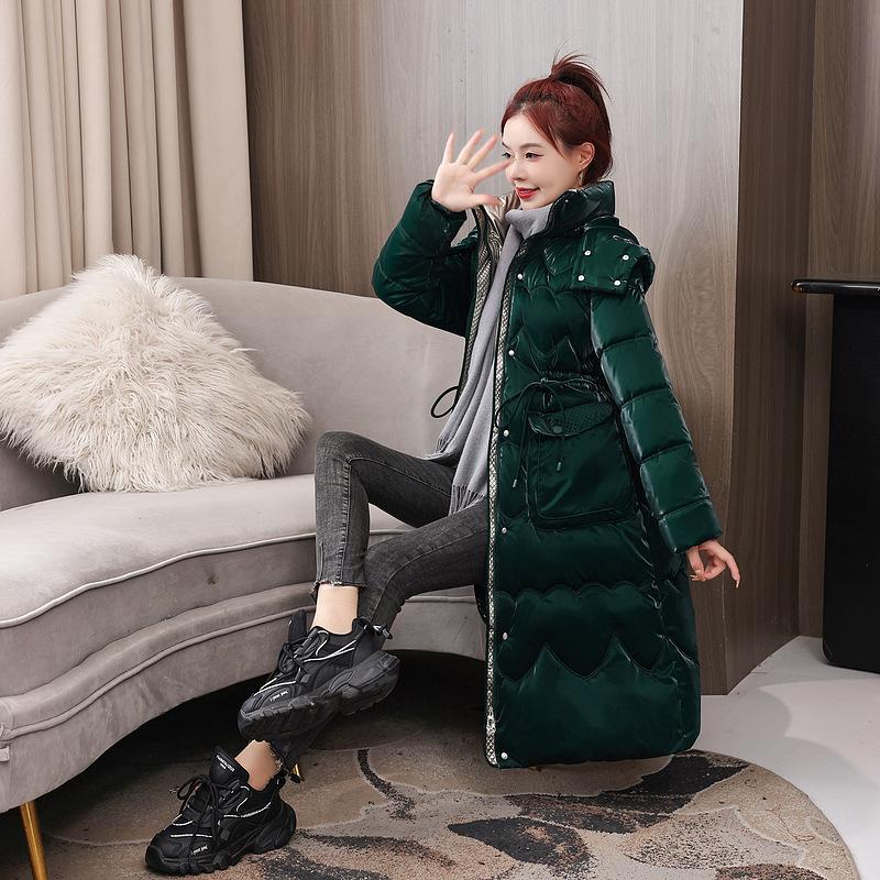 Glossy Quicksand Down Cotton Jacket Women's 2025 Winter New Slim Slimming Hooded Warm Cotton Jacket Padded Jacket