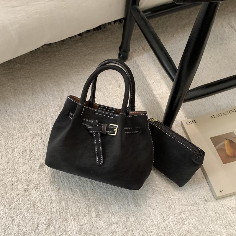 Ретро матовая сумка-багет подмышку женская зимняя новая большая вместительная сумка-тоут повседневная сумка через плечо