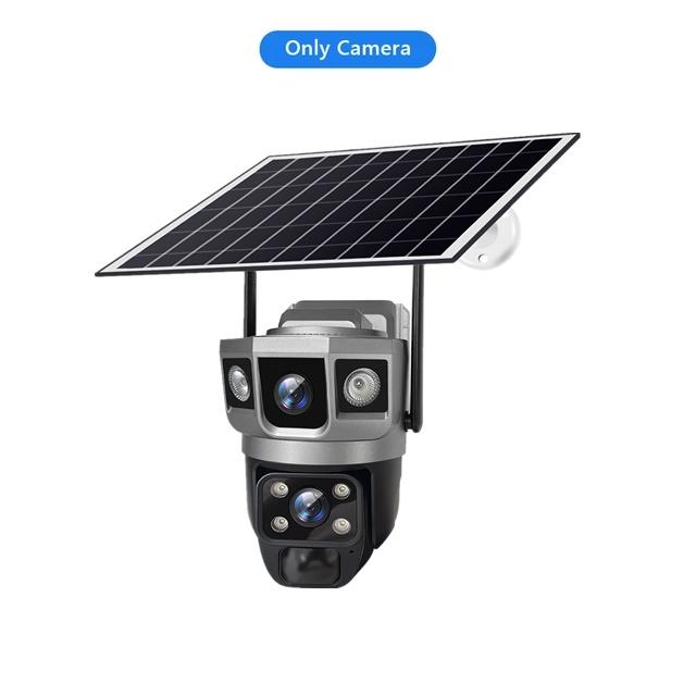 6K 12MP Solar WIFI Camera CCTV Two Lens Three Screen Auto Tracking Outdoor Security Surveillance PTZ Camera