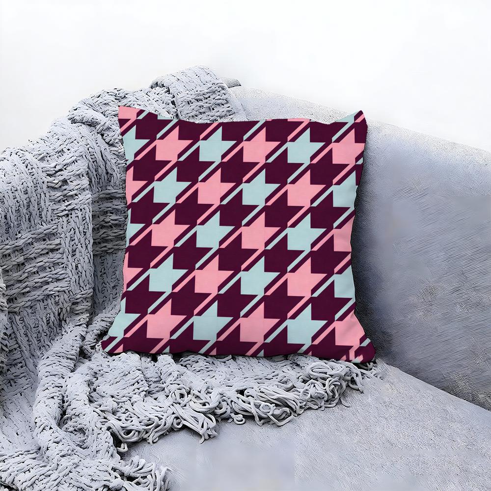 Chic Houndstooth Pattern Style Cushion Cover Premium Comfort Reversible Pillow Cove In One Design For Any Room & Car Interior