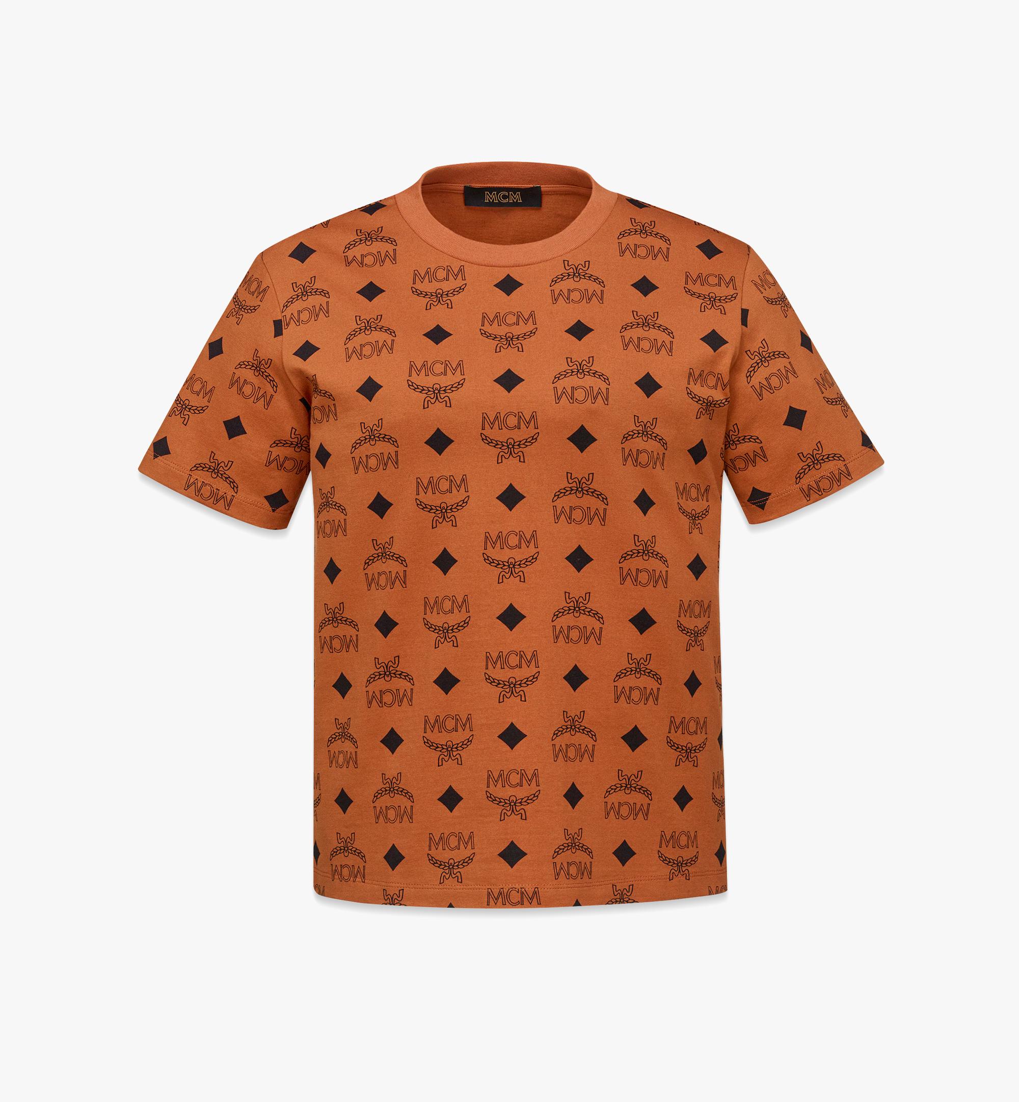 Mcm Organic Cotton Maxi Monogram Print T-Shirt Mftdamm01Co Cognac/S