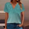 Women's Casual V Neck Printed Short Sleeve T Shirt Basic Tee Top Daily Wear Fashion