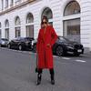 2024 Bestseller Women's Winter Simple Solid Long Sleeve Mid-Length Wool Coat