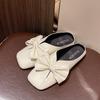 Shallow Flat-bottomed Slippers Women's Spring 2025 New French Evening Wind Fashion Versatile Flower Square Beanie Shoes