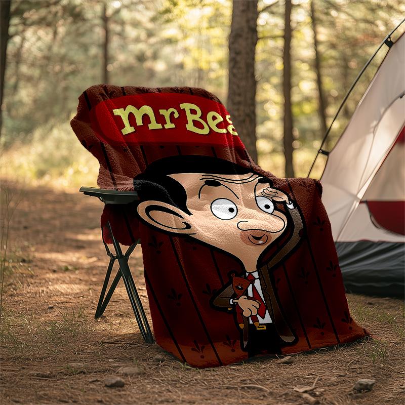 1pc Mr Bean1 Theme Blanket - Digital Print, Polyester, Cozy for All Seasons, Perfect for Outdoor, Camping, and Travel